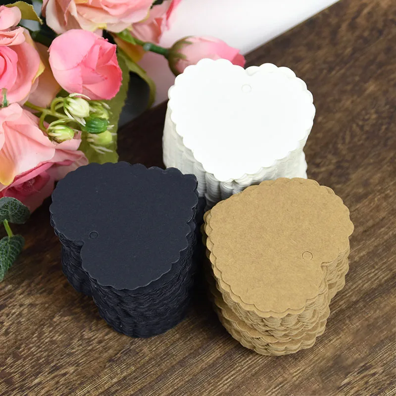 Kraft Paper Love Heart Tag Retro White Black Blank Label Price Greeting Card Wedding Baby Shower Birthday Party Gift Decor |