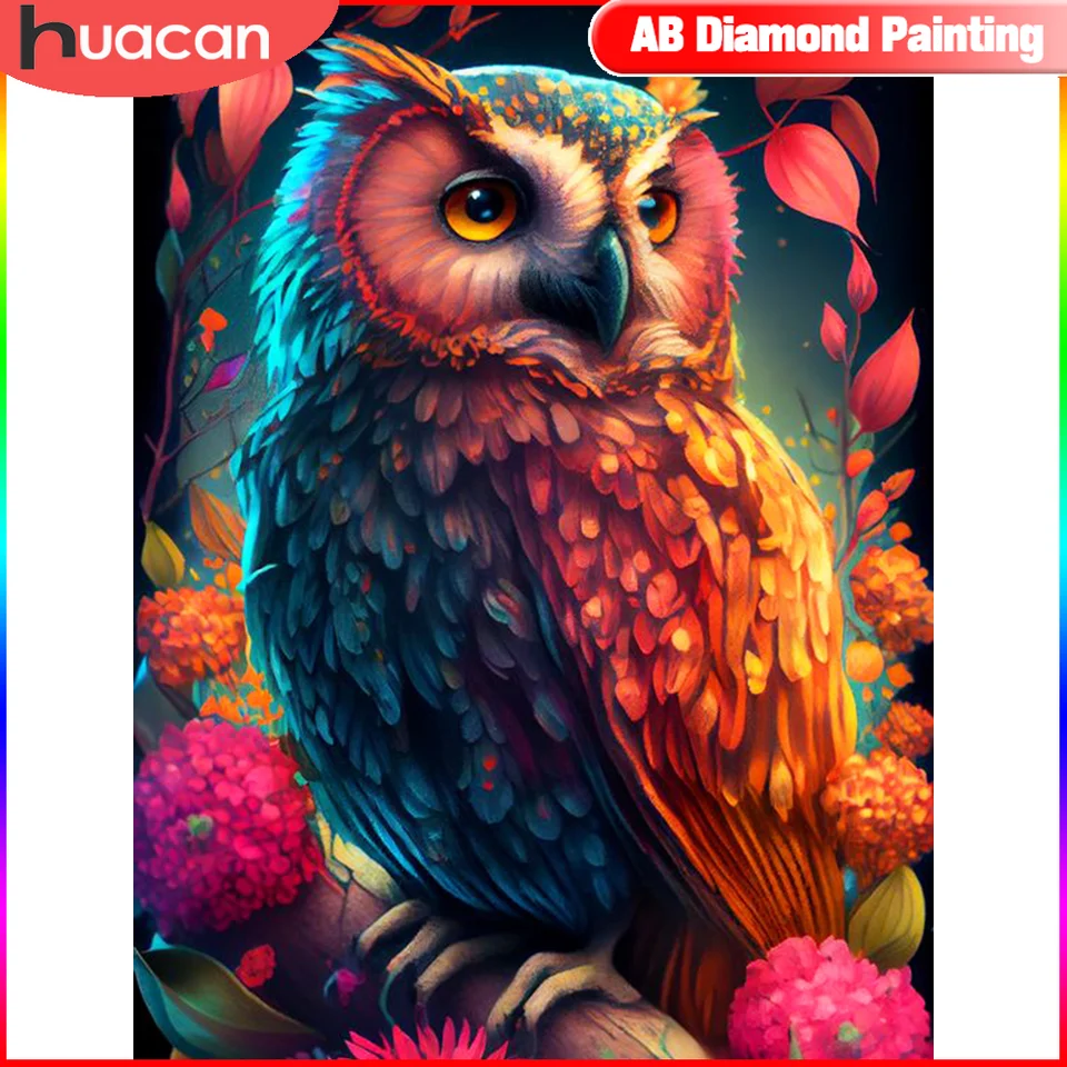 HUACAN Animal Diamond Painting New Collection 2023 Owl Full Square Round  Mosaic Flower Paintings For Interior - AliExpress