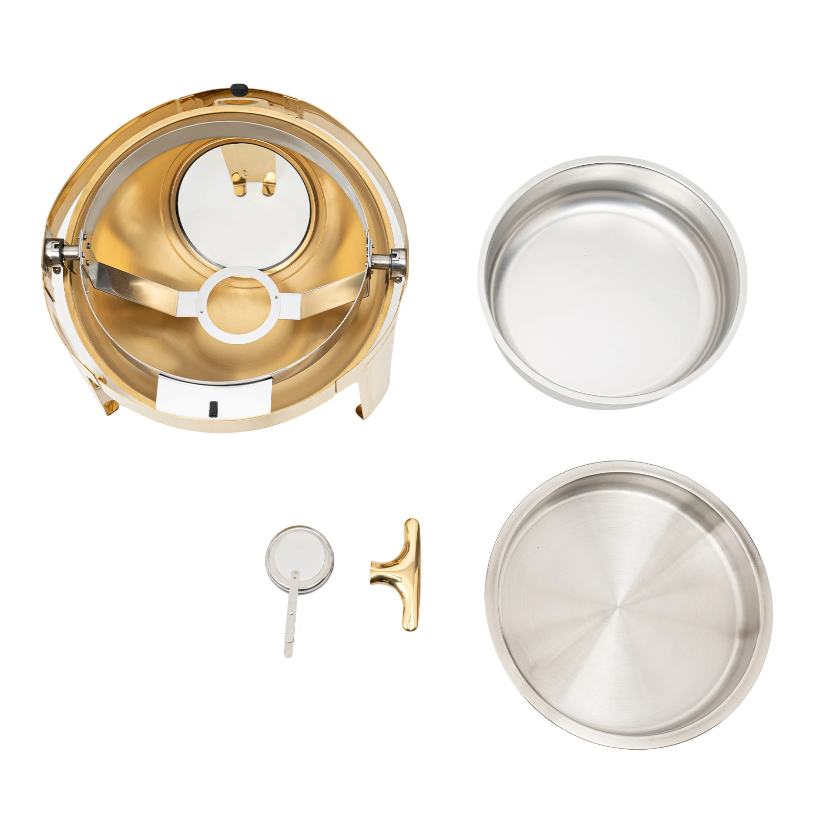 Round Chafing Dish Buffet Set, Buffet Warmers Set, Roll Top Stainless Steel Warmer