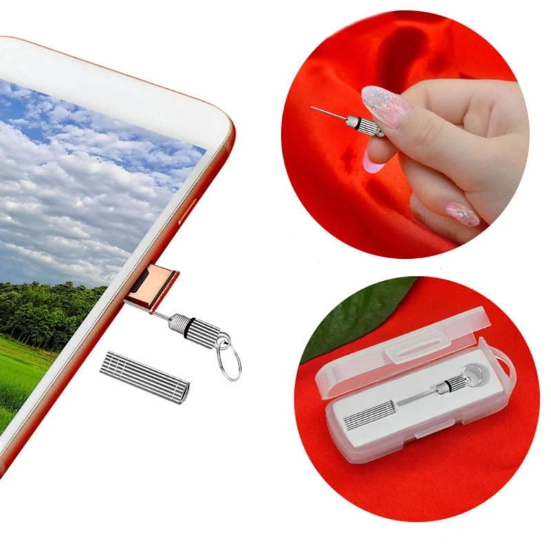 Card Removal Needle Pin & Anti-lost Tray Keychain Split Rings-Phone Ejecter Tool