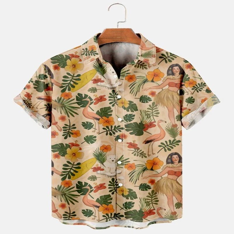 

Plant Leaves Hula Dance Beauty Element Shirt 3D All Over Printed Hawaiian Shirt for Men and Women Casual Shirt Unisex