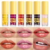 Langmanni 6Colors Transparent Hyaluronic Acid Lip Oil Glossy Hydrating Moisturizing Lip Gloss Volumizing Light Tone Lip Balm Hot 3