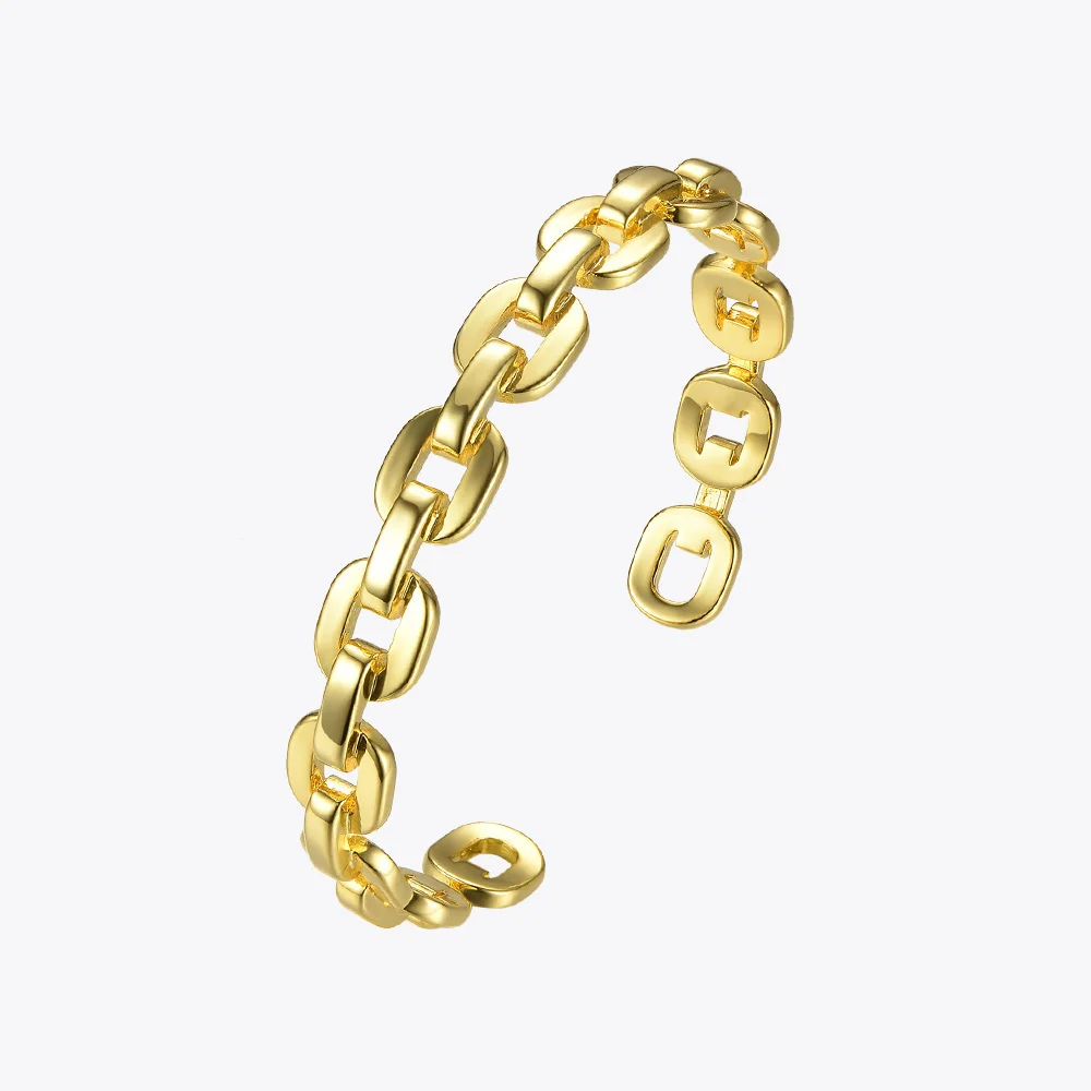 

Enfashion Pure Form Small Link Chain Cuff Bracelets Gold Color Brass Bangles For Women Accessories Jewelry Bijoux BF182032