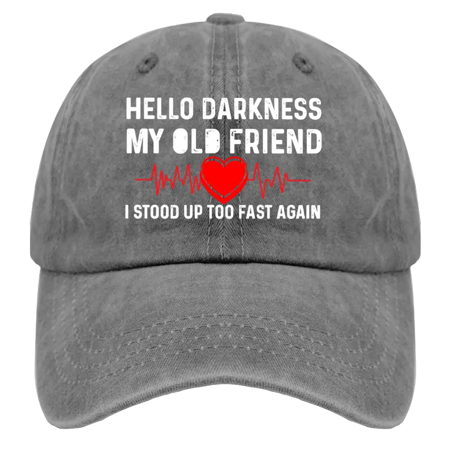 Hello Darkness Friend I Stood Up Too Fast Again Hat Hat Women Funny Mesh Hat for Summer, Pigment Gray