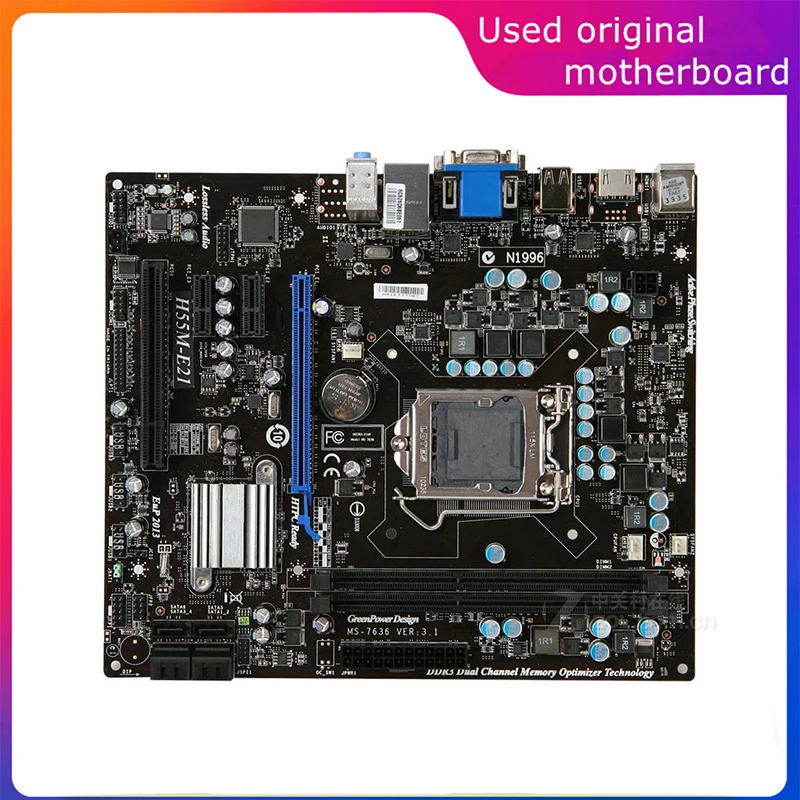 Usato Lga 1156 Per Computer Intel H55 H55M-E21 M-Atx Scheda Madre Usb2.0 Sata2 Scheda Madre Desktop Ddr3 8G