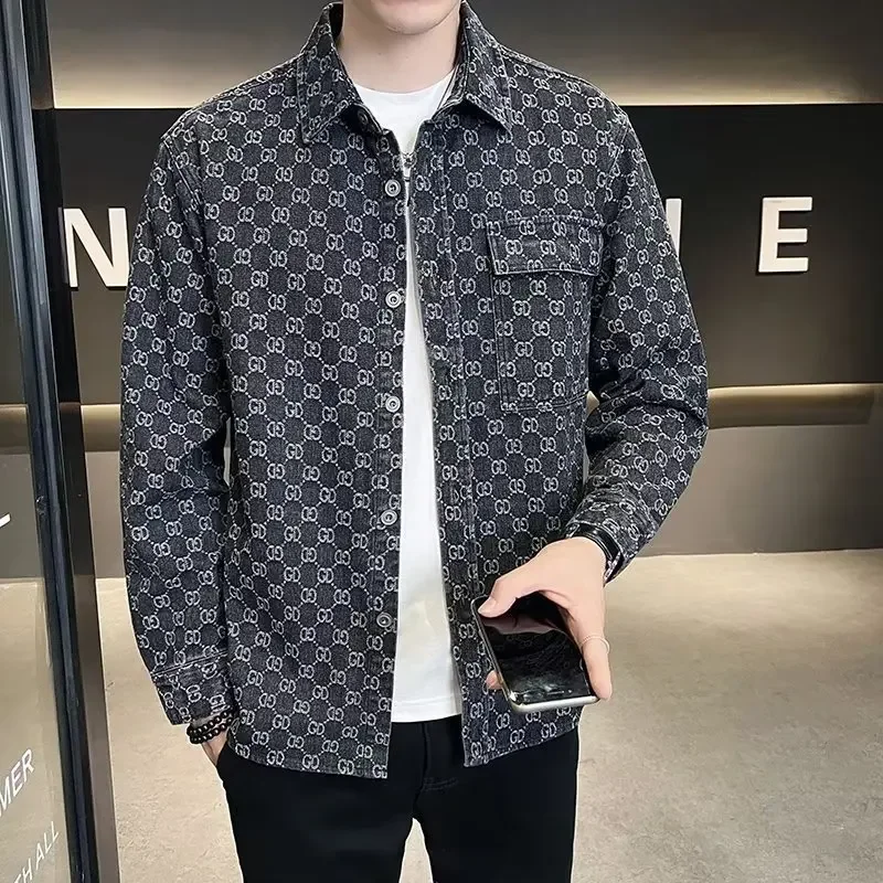 Denim Jacket Autumn Men's Shirt Collar Blazer Versatile Young Lapel Top Korean Version Casual Clothing