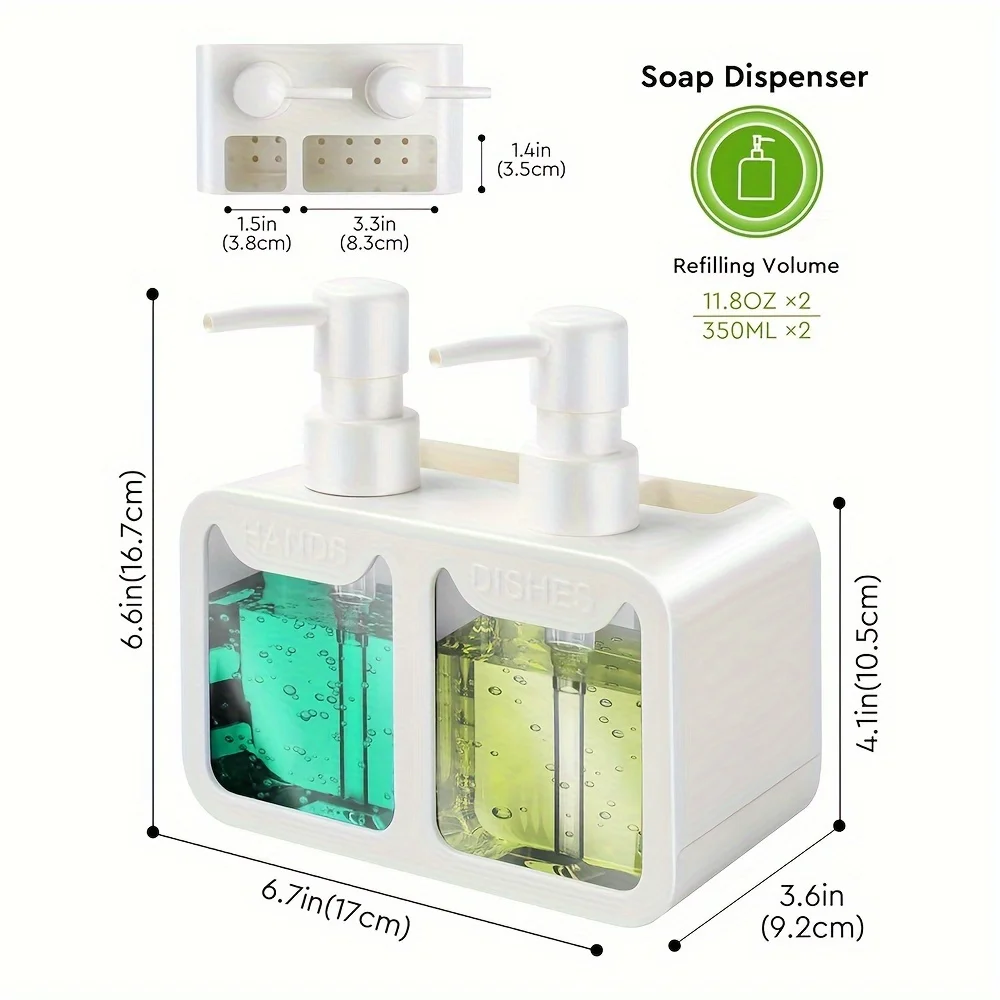 Soap Dispenser Soap Dispenser Bottle 1pc Dish Soap Dispenser For Sink Countertop Soap Dispenser & Brush Holder Refillable Lotion For Bathroom