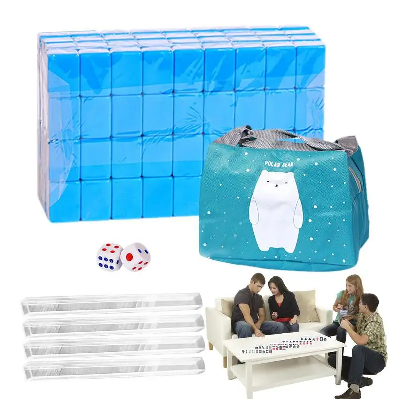 Travel Size Mahjong Set Miniature Chinese Mahjong Game Set With Storage Bag Portable 144 Tiles Mah-Jong For Travel Family