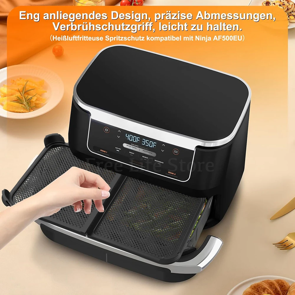 Air Fryer Accessories Splatter Shield Foldable Anti Splash Guard for Ninja AF500 Reusable Silicone Hot Air Fryer Protector Heat Coil Protection Baking Tools