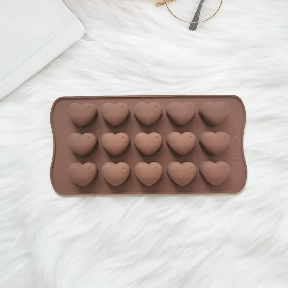 

Flexible Silicone Baking Mold Non-stick 3d Heart-shaped Chocolate Silicone Mold for Home Kitchen Baking 15 Grids for Baking