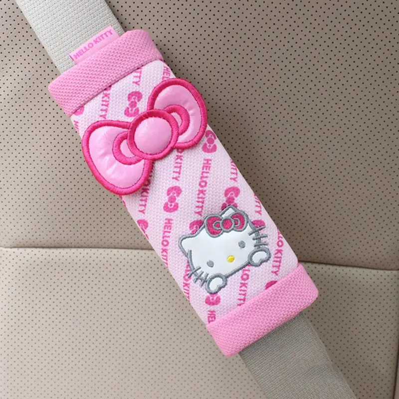 

Pink cat Car-Styling Car Seat Interior Accessories cat Car Steering Wheel Cover Safty Belt Handbrake Gears Cover Car Accessories