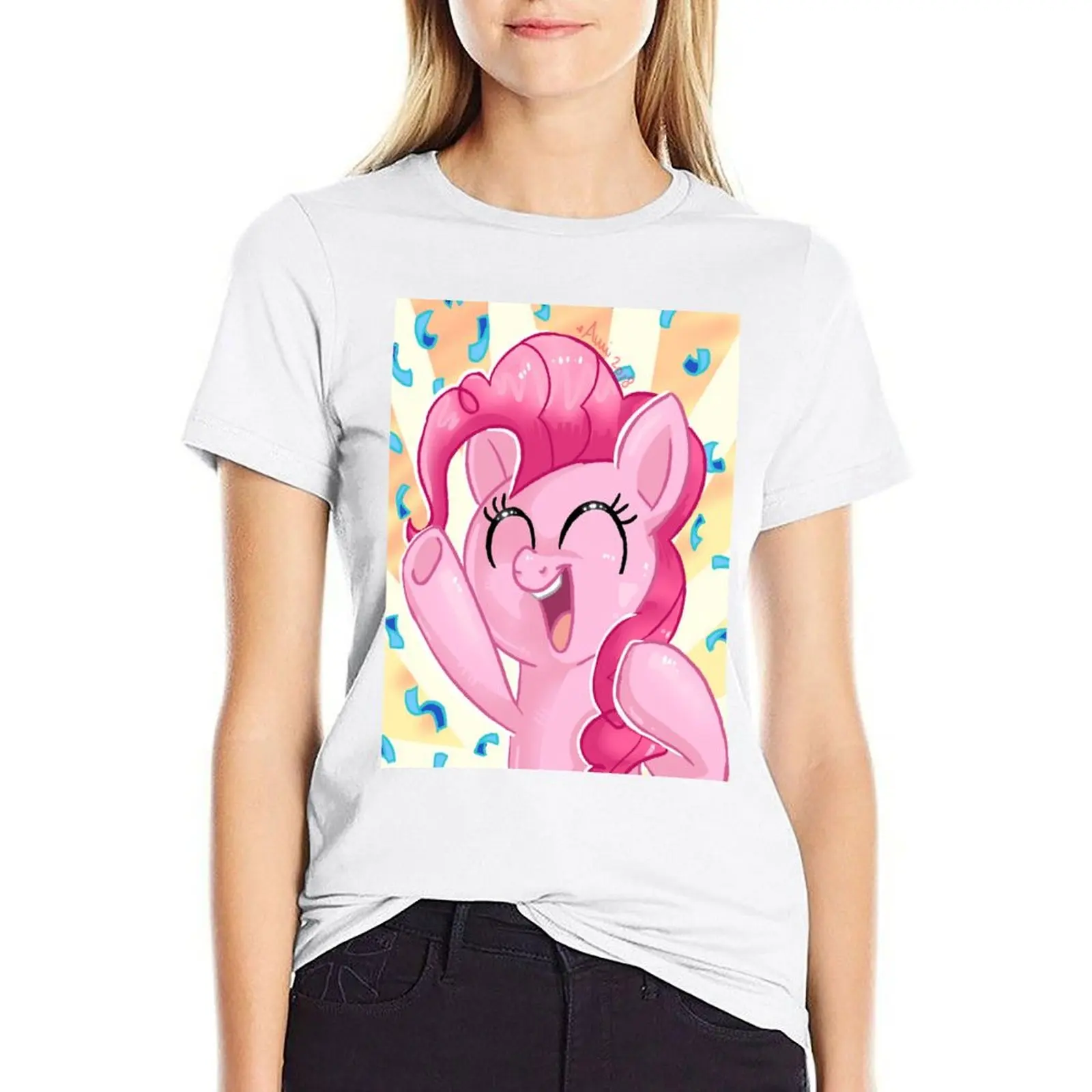 

Cheerin' Pinkie Pie T-shirt Aesthetic clothing Female clothing aesthetic clothes Summer Women's clothing