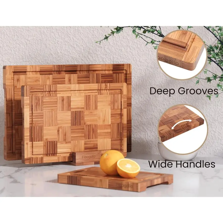 Bamboo cutting boards with juice groove holder