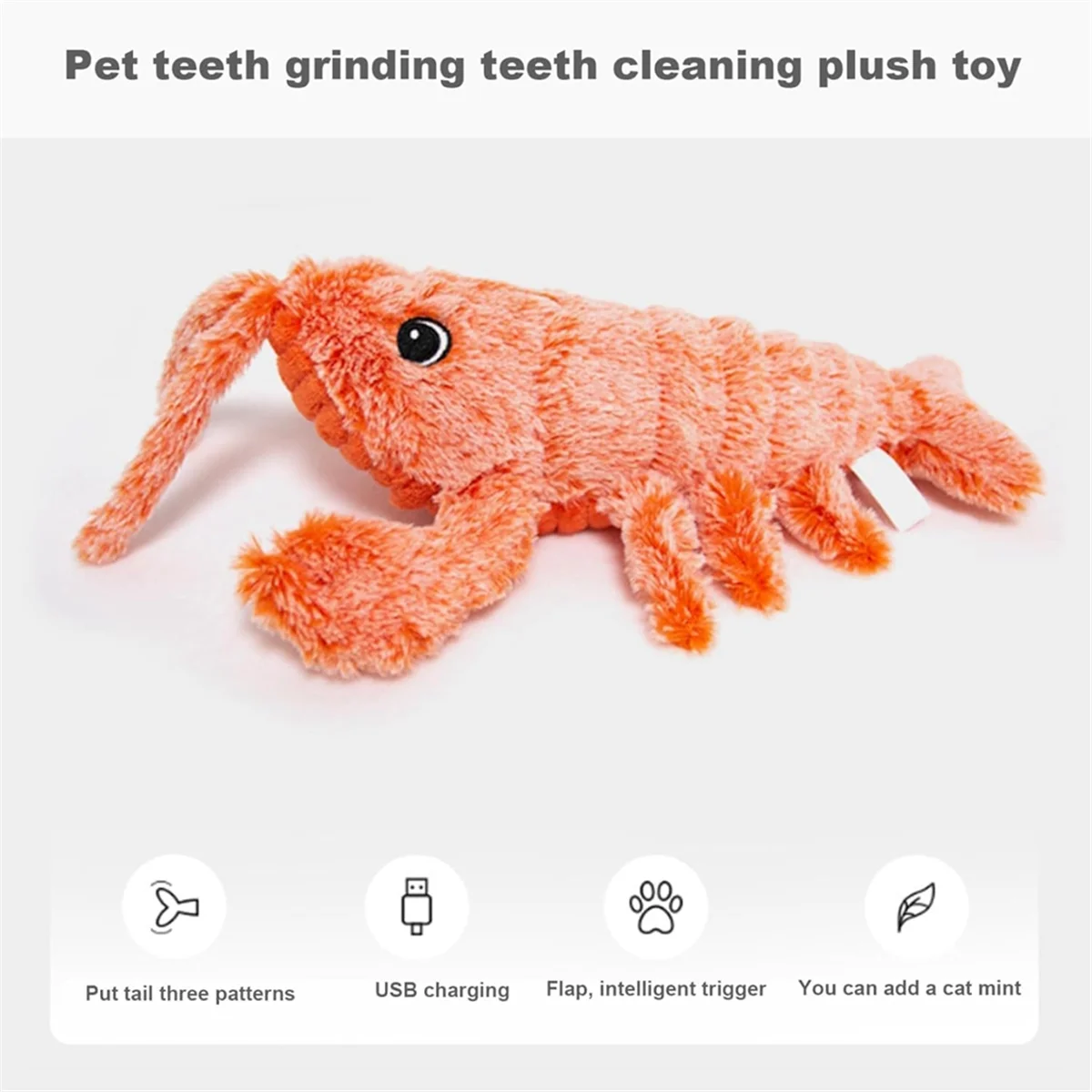 Floppy Lobster Dog Toys Plush Jumping Lobster Interactive Toy Motion Activated Moving Pet Toy Plush Pet Chew Toy
