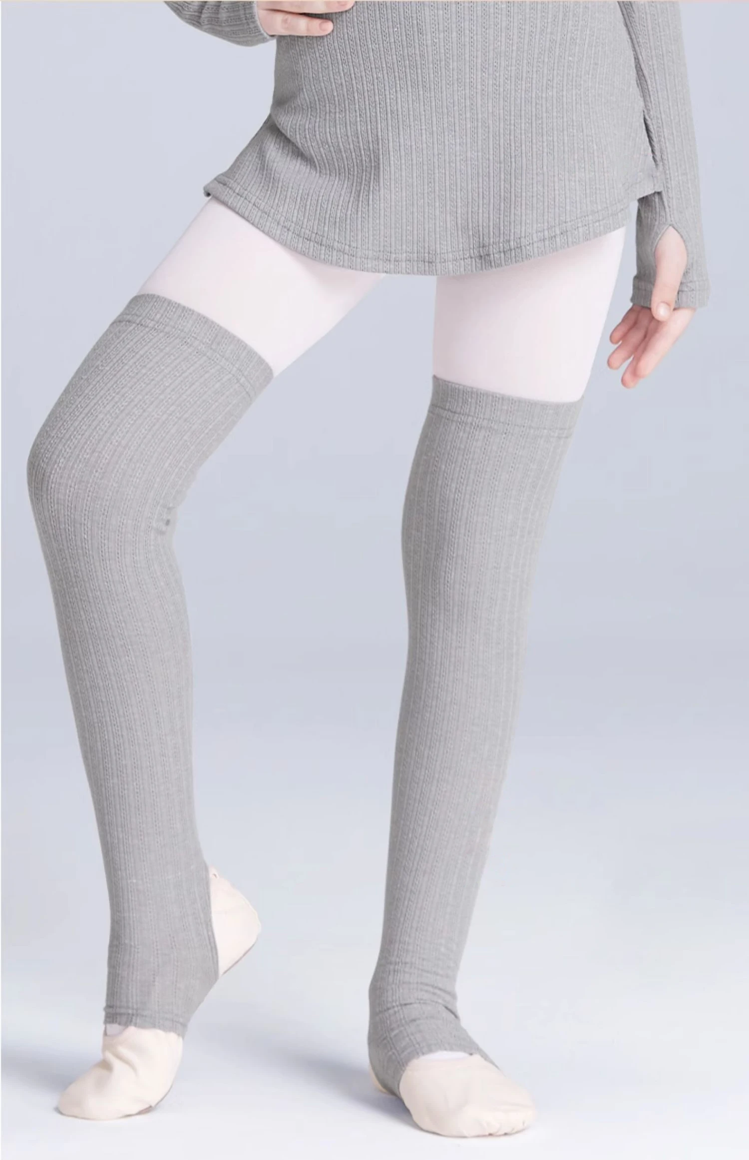 Kinder-Ballett-Beinstulpen, gestrickte Overknee-Tanzsocken für Mädchen zum Winterübungen, Kleinkind-Leggings, Thermo-Stiefelüberzüge – Detail 2