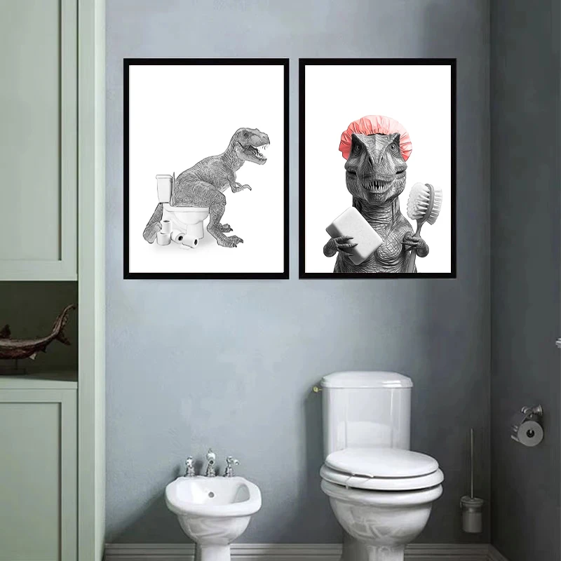 Affiche Toile Humour : Léopard Assis Sur Les Toilettes - Décoration Murale Salle De Bain 21x30cm - Amusant Et Décalé - 3