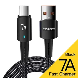 Essager 7A Type C USB Cable - 100W Fast Charging Data Cord - 2m (Black)