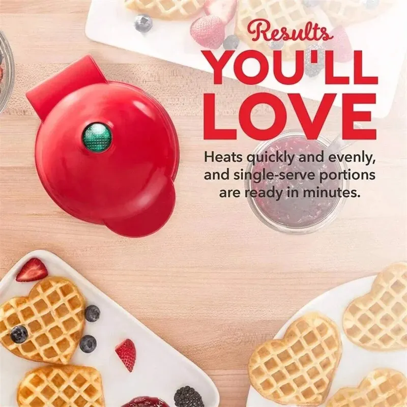 Mini Waffle Maker Bubble Egg Cake Oven Breakfast Love Heart Small Waffle Maker Cooking Appliance for Children's Birthday Parties