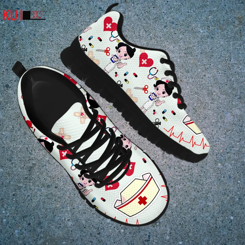

KUILIU Nurse White Shoes Women Platform Casual Outdoor Footwear Brand Designer Customized Sneakers Comfortable Mesh Dropshipping