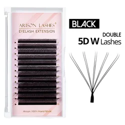 ARISON Multi-Dimensional Volume Eyelash Extensions - Soft Faux Mink Premade Fans - 8-15mix (Black Double 5D(10D))