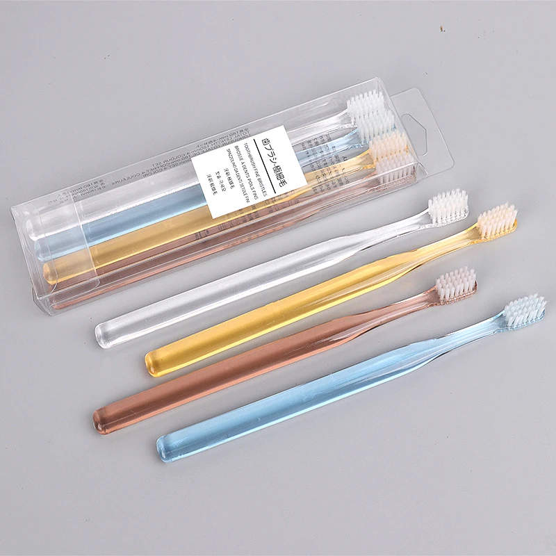 

4PC/set Adult Crystal Clear Small Head Soft Bristle Toothbrush Teeth Toothbrushes Tooth Brush Travel Toothbrush Oral Health Care
