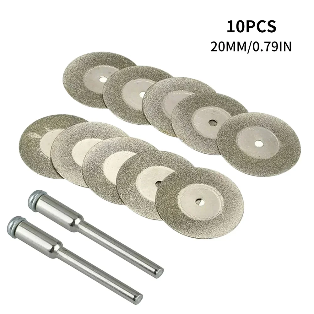 10pcs Diamond Cutting Wheel Sawing Bladings with 2 Connection 20mm Cut Cutter Discs for Rotary Tool 2030