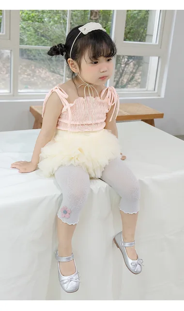 Baby leggings Summer Mesh thin girls' breathable cropped pants