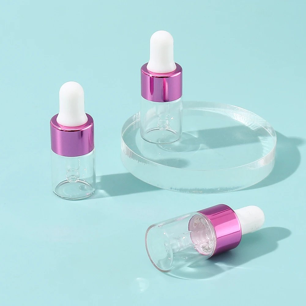 3pcs 2ml Clear Mini Glass Dropper Bottles Small with Glass Eye Dropper for Essential Oils Sample Traveling 2