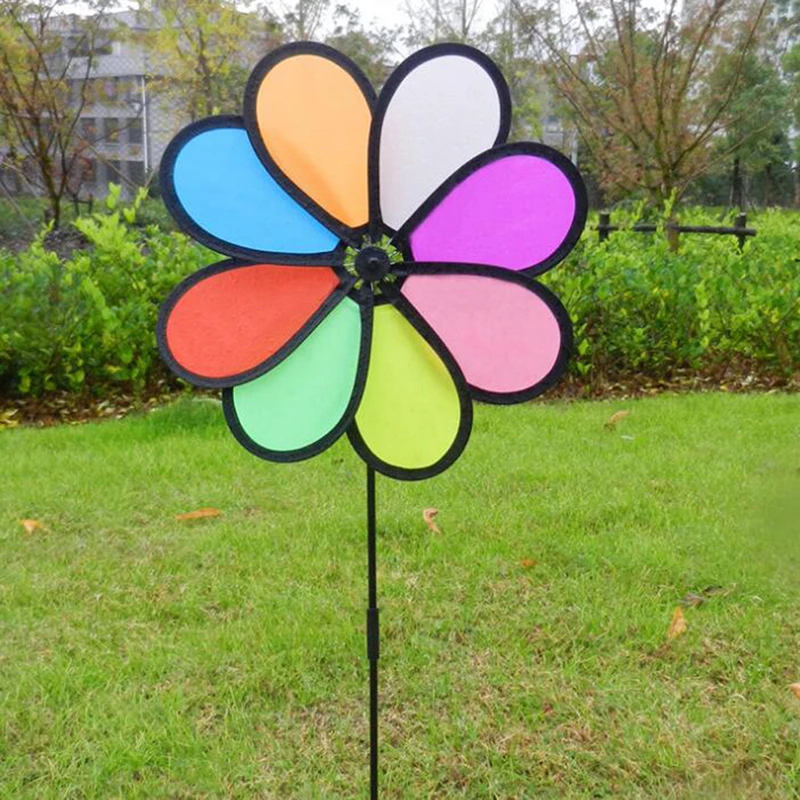 Colorful Rainbow Dazy Flower Spinner Wind Windmill Garden Yard Outdoor Decor