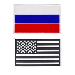 RU/USA Removable Flag Sticker Patch Ornament on Tactical Backpack