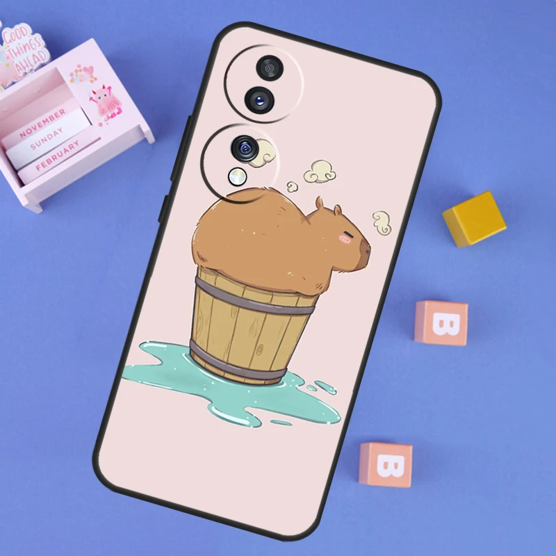 Luxurious Capybara Spa Protective Case for Various Honor Smartphones