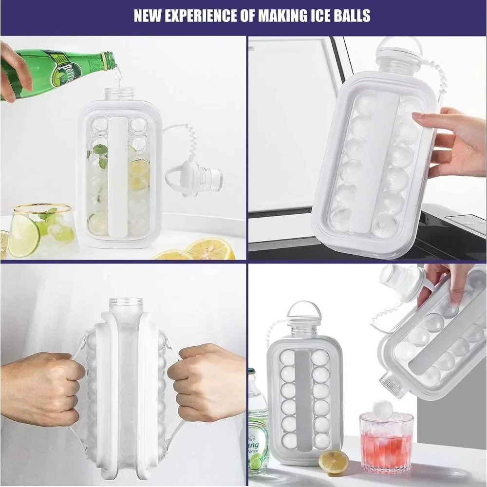 Description Picture 5 of itemPortable 2-in-1 Folding Ice Maker Water Bottle Creative Ice Cube Mold Kitchen Bar Gadgets Ice Hockey Lattice Making Tool Kettle