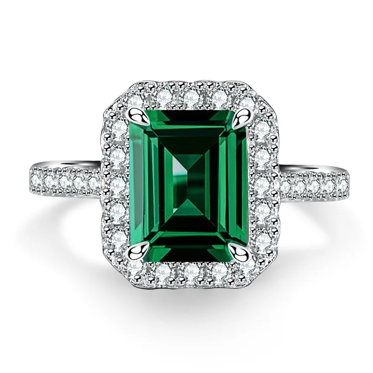 

2023 New S925 Sterling Silver Ring 3 Carat Emerald Cut High Carbon Diamond Popular European and American Ring