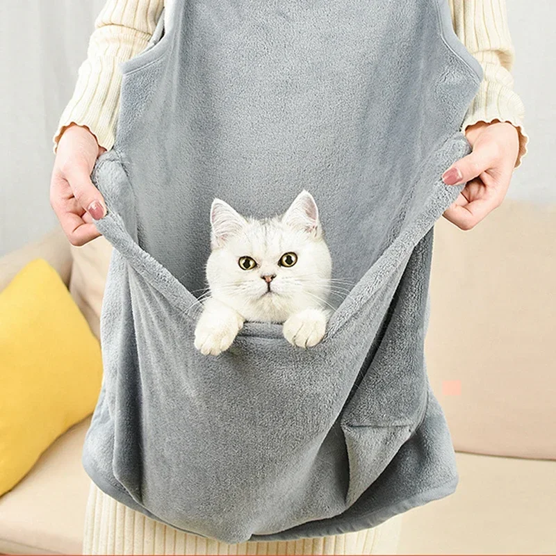 Pet Pet Carrier Apron Outdoor Travel Small Cat Dogs Hanging Chest Bag Cat Sleeping Pocket Winter Plush Pets Carrier Pouch