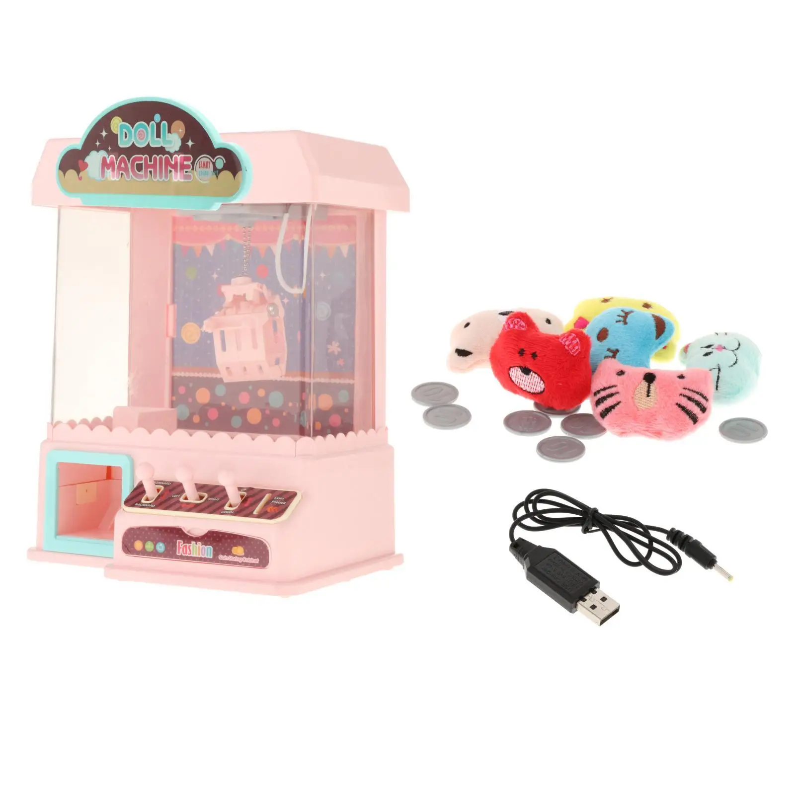 Rechargeable Claw Machine with 6 Dolls Play House Dollhouse Gifts Girl Grab Doll 2