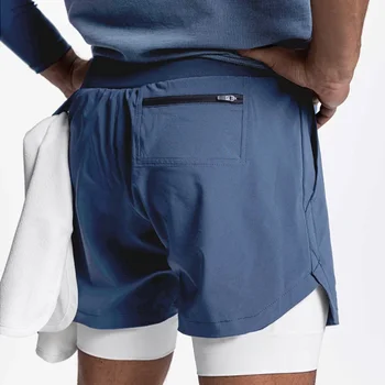 Mens Gyms Fitness 2 in 1 Quick Dry Shorts Summer Running Bodybuilding Jogging Casual Short Pants Workout Male Basketball Bottoms 3
