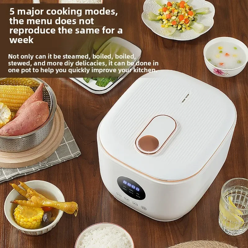 3L Smart Multi Purpose Cooker Digital Electric Mini Rice Cookers with Non-stick Coating Ceramics Inner Pot Rice &Soup Separation