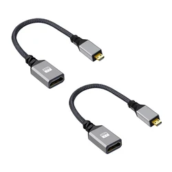 Premium Micro HDMI to HDMI Adapter Cable, 4K HDR 3D Support, High - Speed 18Gbps, 20cm Length (2pcs)