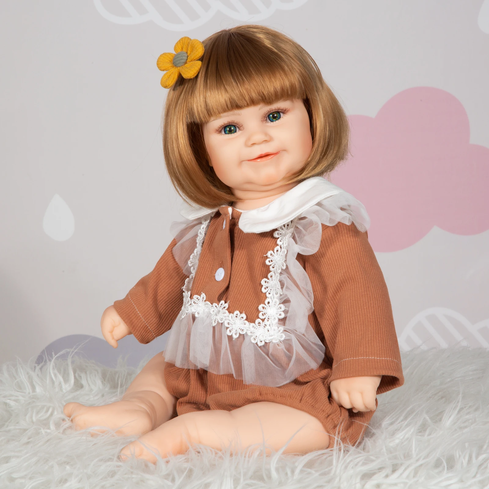 

Lovely 22Inch Reborn Girl Dolls 55cm All Silicone Body New Born Bonecas Baby Dolls For Kids Xmas Gifts bebe reborn