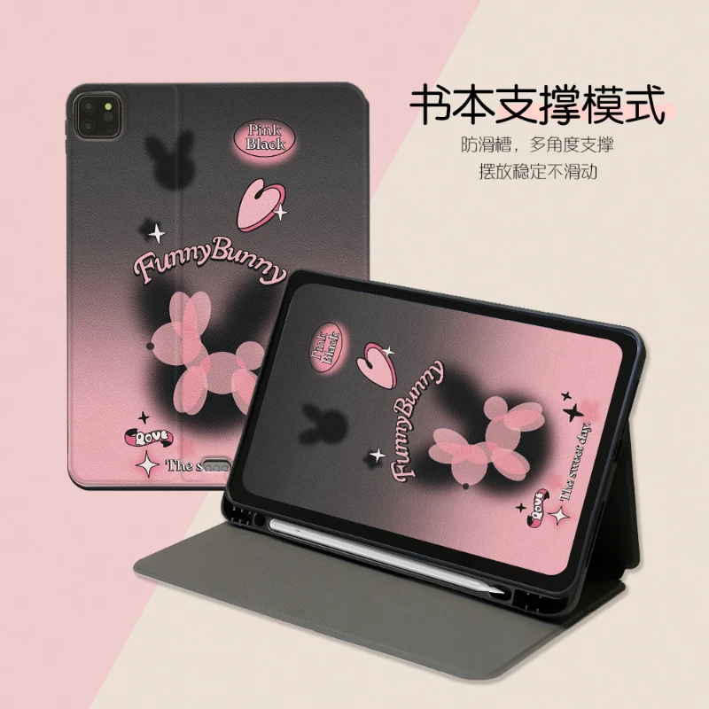 

2023 Protective Cover Original Gradient Cartoon Cute New Pink Rabbit For Apple New Ipad10 Flat Pen Groove Silk Pattern