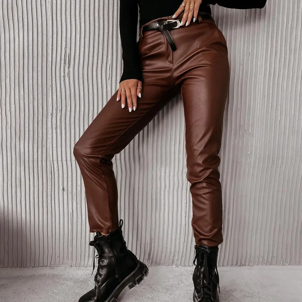 

Cool Lady Pants Smooth Surface Streetwear Lady Trousers Pure Color Women Pants