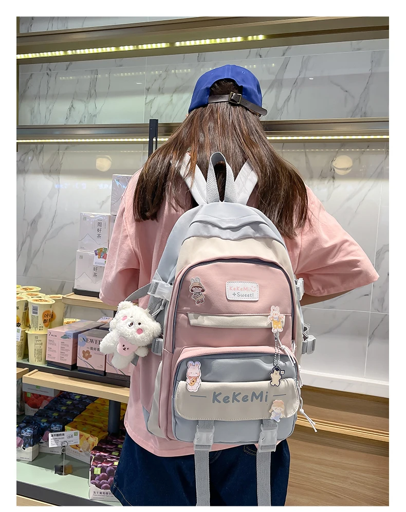 School bag For junior high school girls cute color light backpack for junior high school students new backpack for grade 3 to 6
