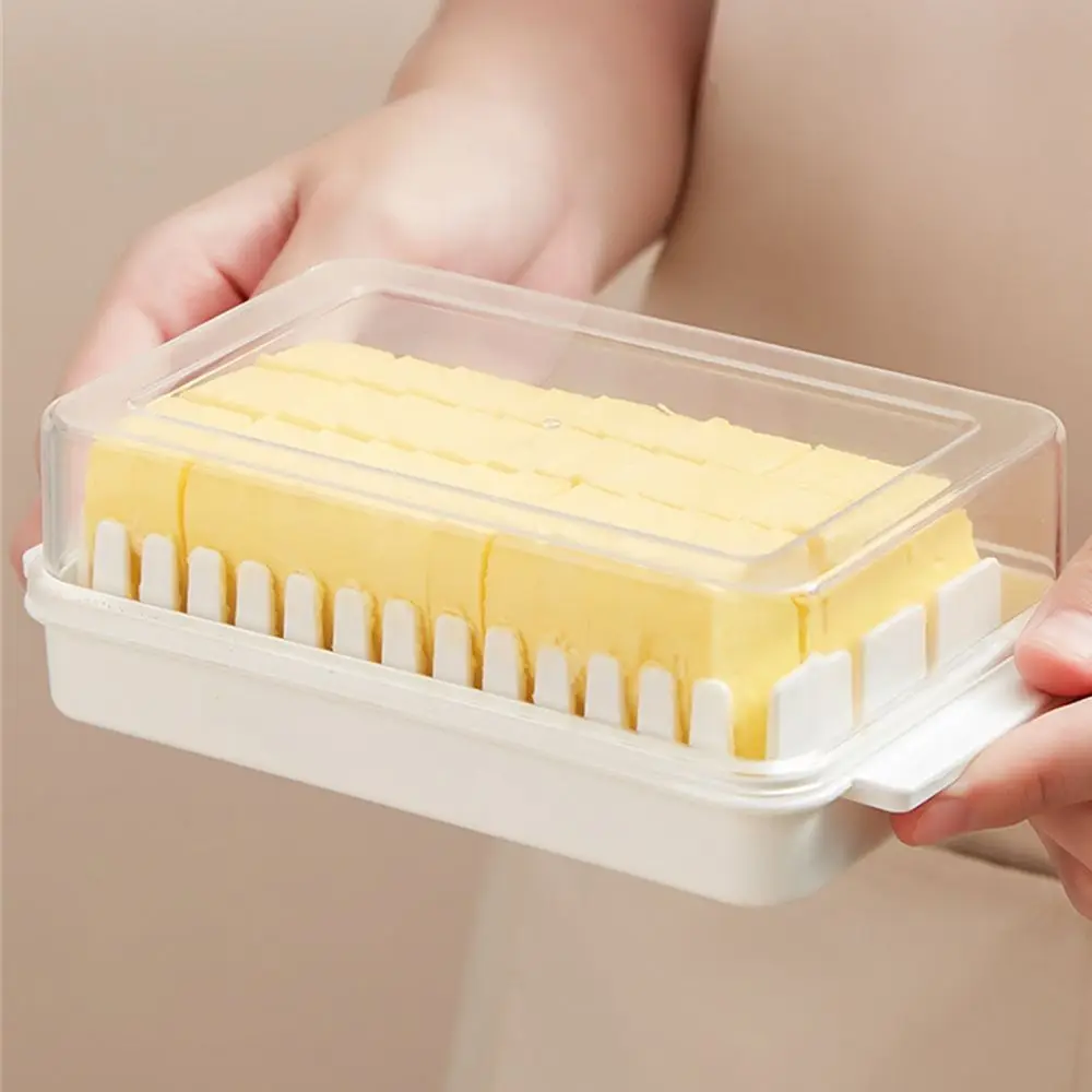 1PC Wooden Color Plastic Butter Cutting Storage Box Cheese Fresh-Keeping Box with Lid Breakfast Cheese Tools Kitchen Accessories