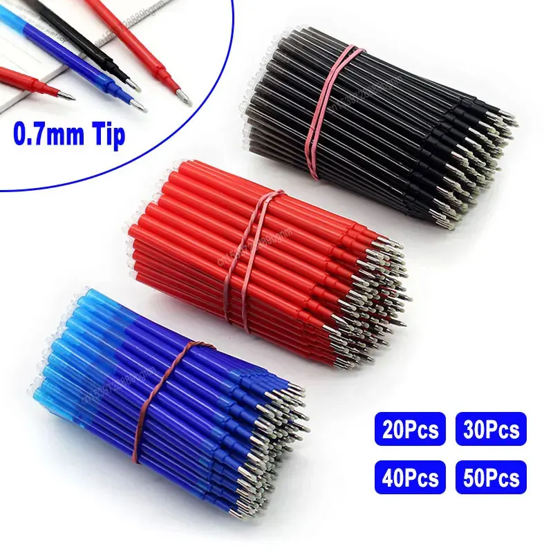 20/30/40/50Pcs Set Erasable Gel Pen Refill 0.7mm Tip Color Ink Rod Replacement Office Writing Drawing Stationery Accessory 11cm 50pcs 300pcs erasable pen refill rod 0 5mm blue black red ink office school writing stationery erasable gel pen refill accessory