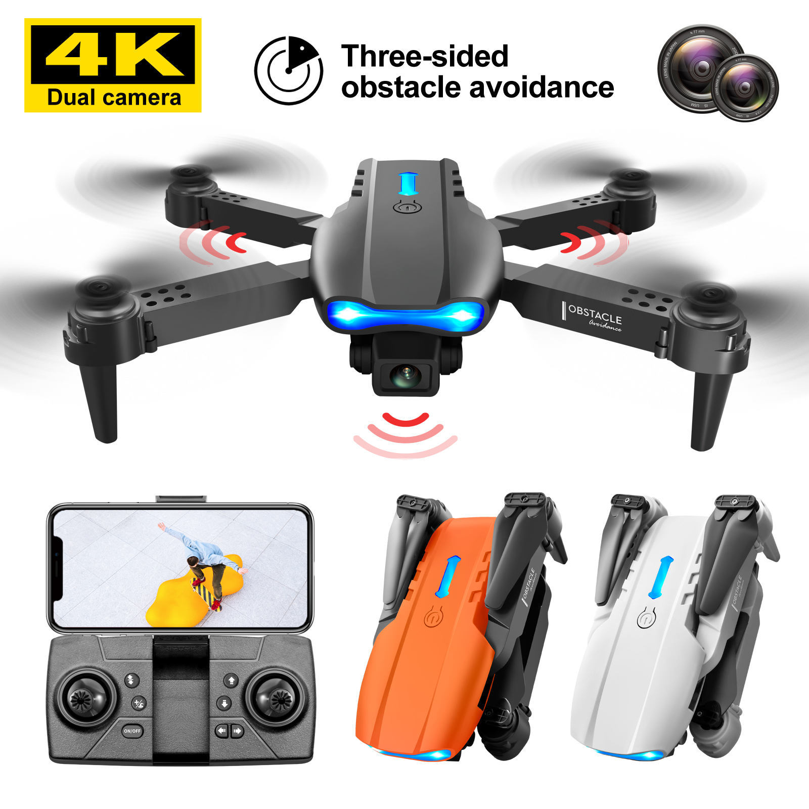 Drone MHD E99 Folding drones RC Drone with 4k camera HD Dual Aerial Photography Four-axis flight Remote Control Drones Toys Gift