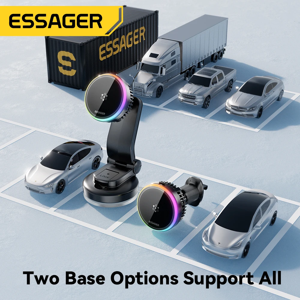 Essager Cooling Magnetic Car Wireless Charger with 15W Fast Charging and 360° Rotation