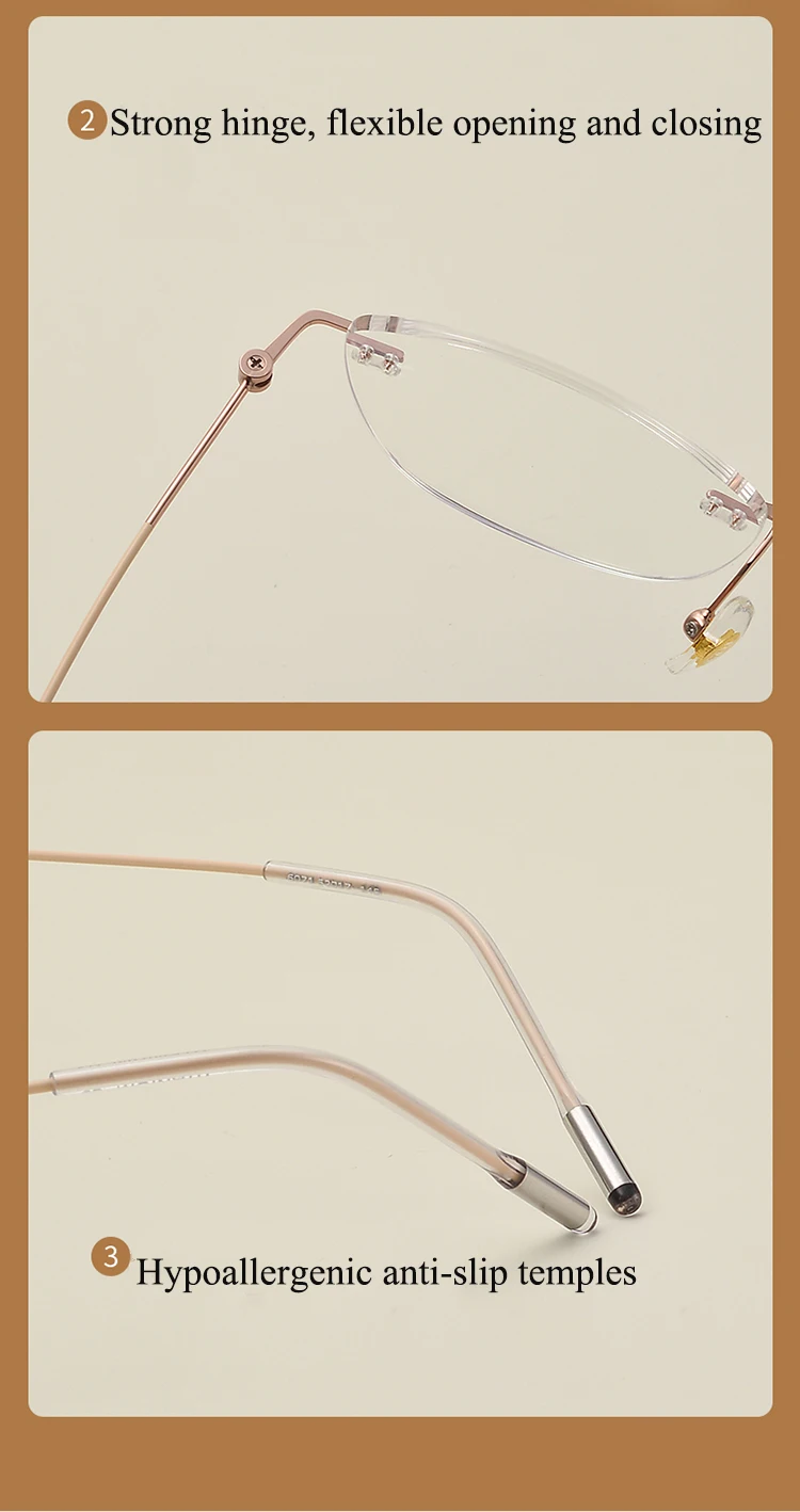 Bclear Women's Rimless Oval Cat Eye Titanium Eyeglasses 6