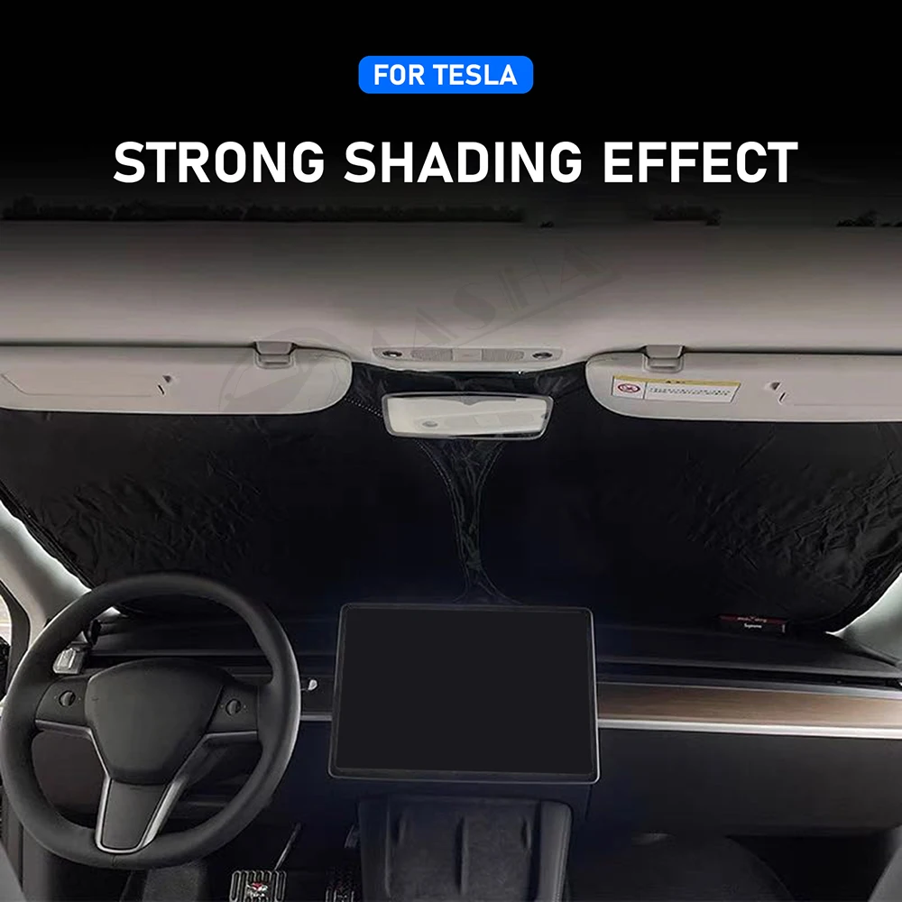 Car Windshield Sun Shade Visor Cover For Tesla Model 3/Y Foldable - Foto 5