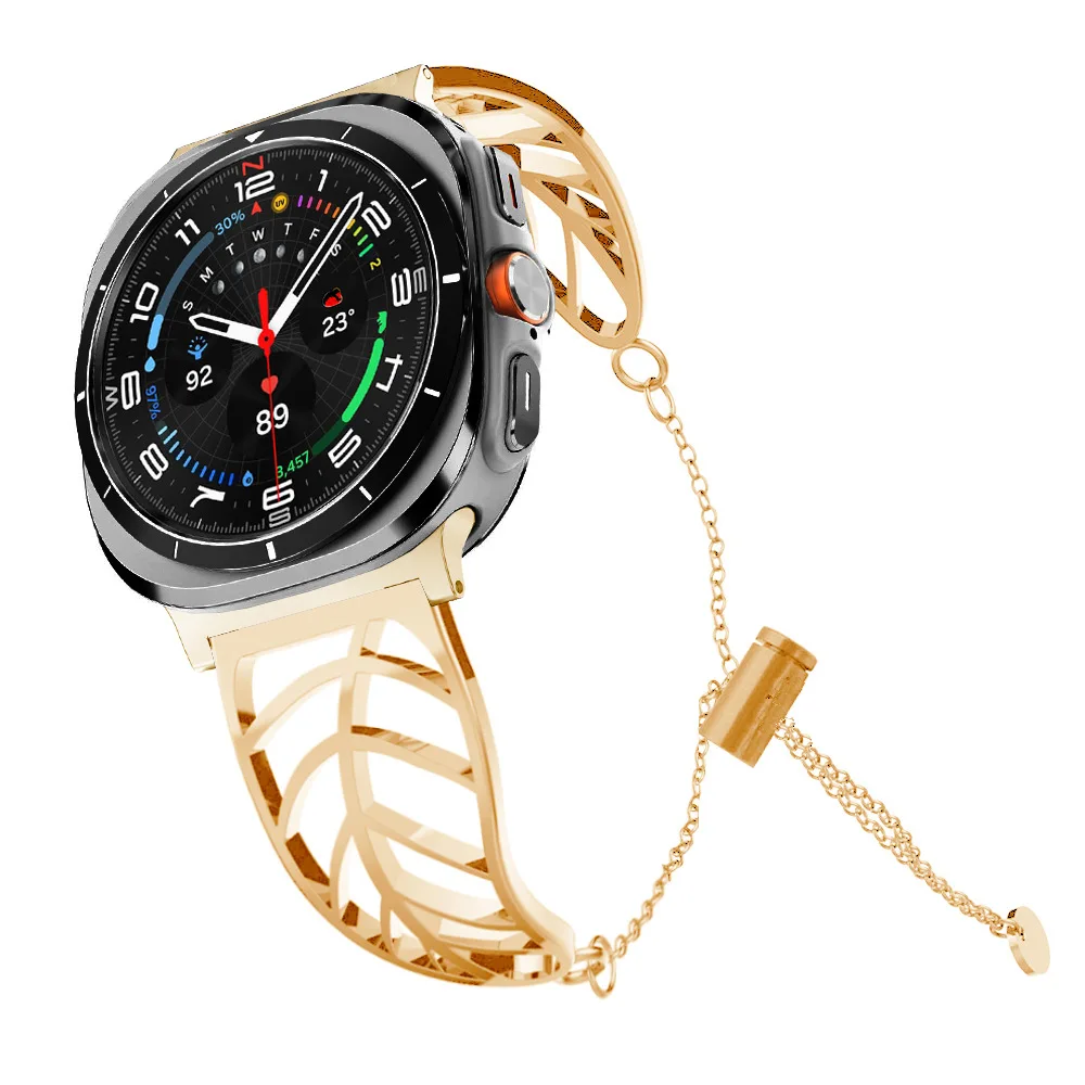 Elegant Stainless Steel Leaf Bracelet Strap