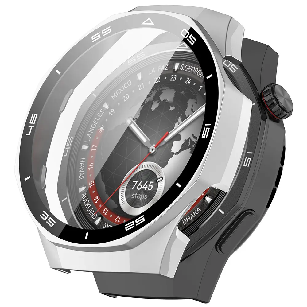 2-in-1 Protective Shell with Tempered Glass Screen Film for Smartwatch - Full Coverage Case